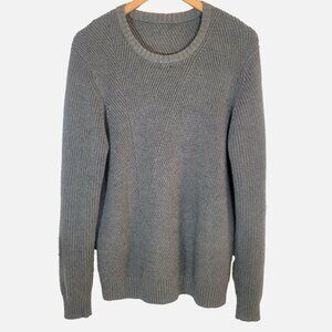 Textured Crewneck Pullover Gray Sweater- L